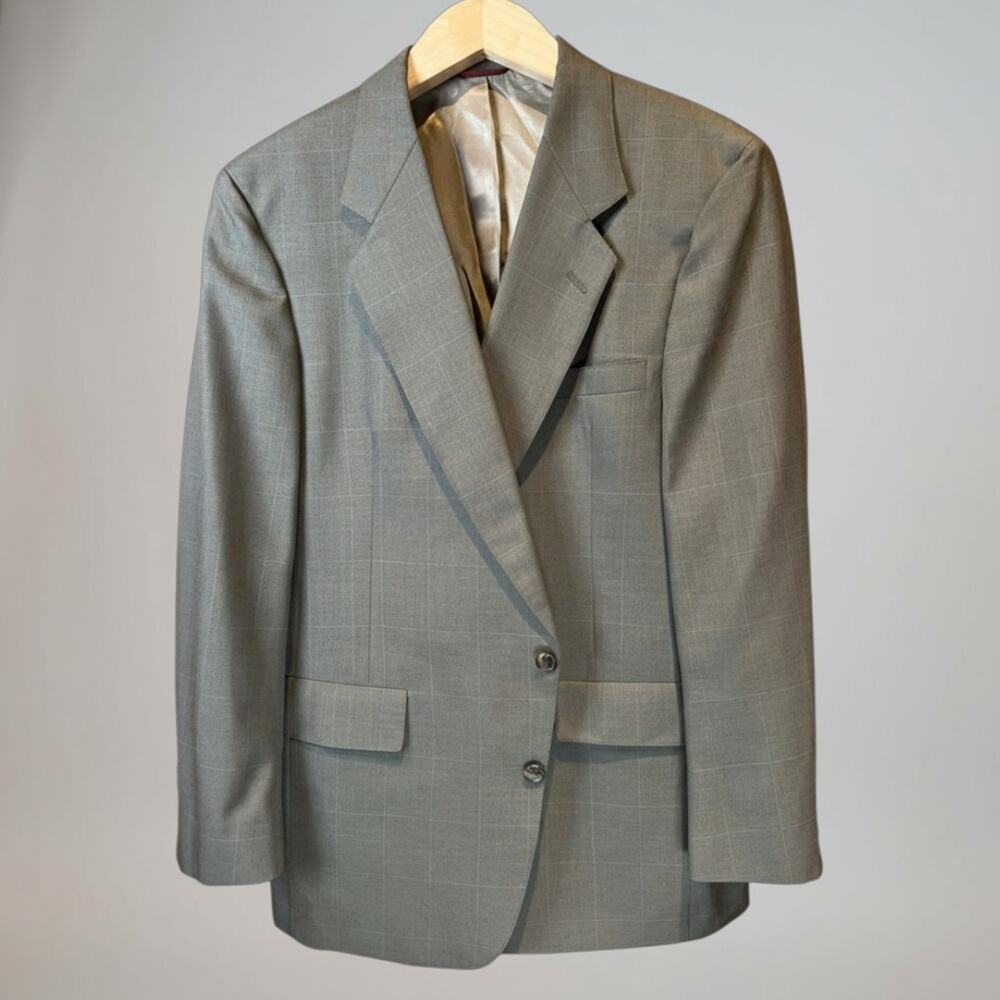 Vtg Hart Schaffner Marx 42R 34x29 Taupe Brown Plaid Classic Suit Viracle - Picture 6 of 16
